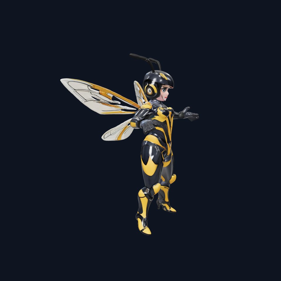 Insect Warrior Rigged and Animated D Model with Wings and Armor