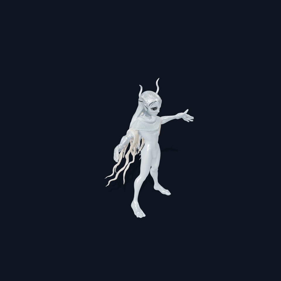 Ethereal Elf Character Model with Antlers Rigged and Animated