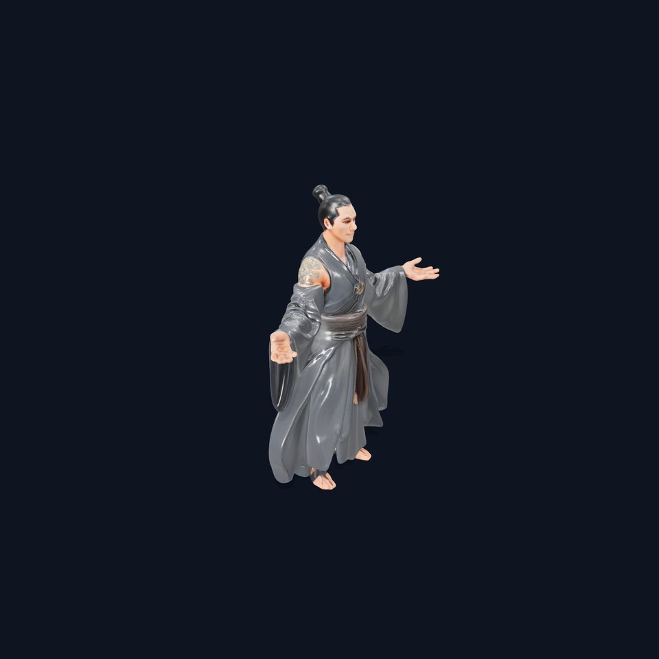 Zen Monk Character Model Rigged and Animated for Games