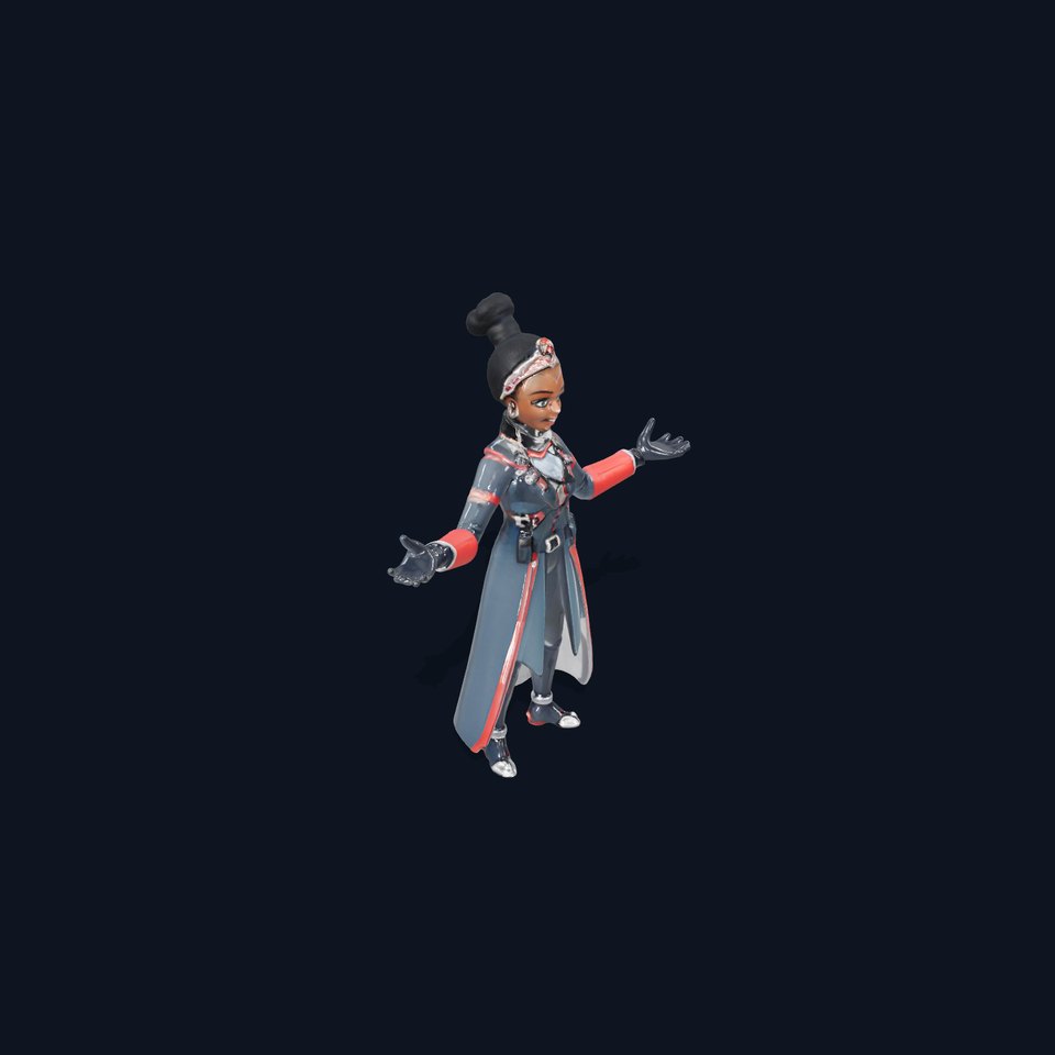 Vibrant Heroine Rigged and Animated D Character Model