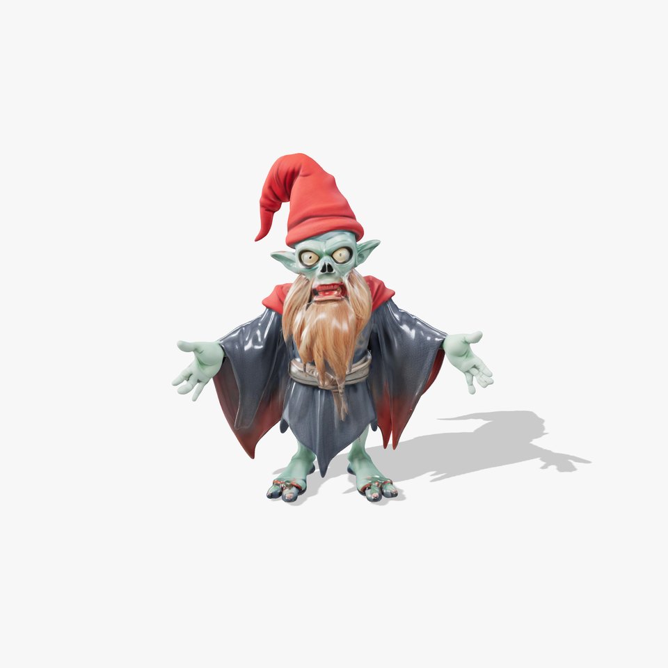 Green Goblin Wizard with Red Hat  Rigged and Animated Character Model viewer poster