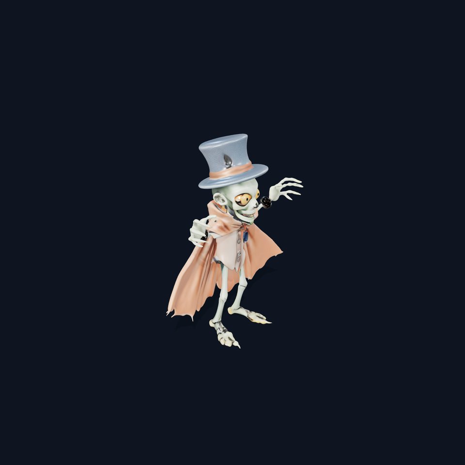 Spooky Skeleton Character Rigged and Animated with Cape and Top Hat viewer poster