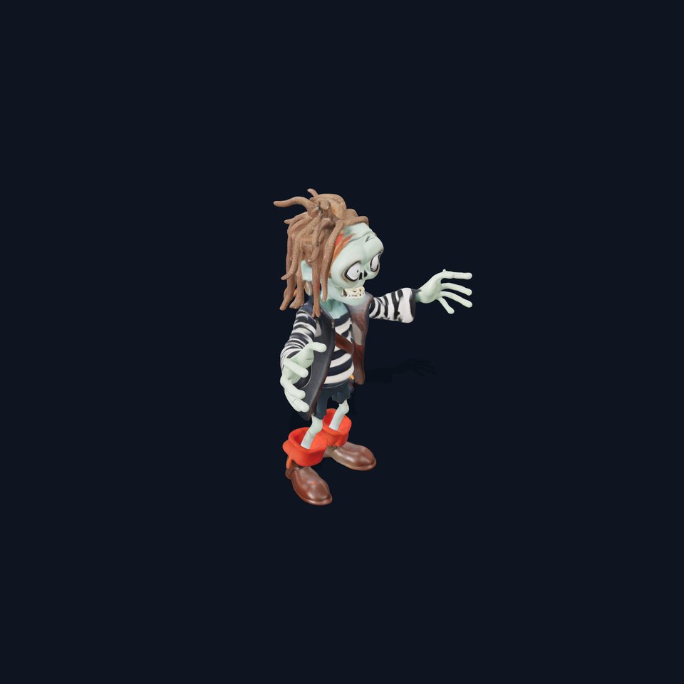 Zombie Pirate Character Model  Rigged and Animated