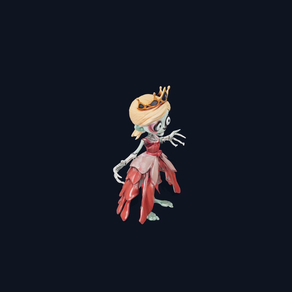 Zombie Princess Character Model Rigged and Animated