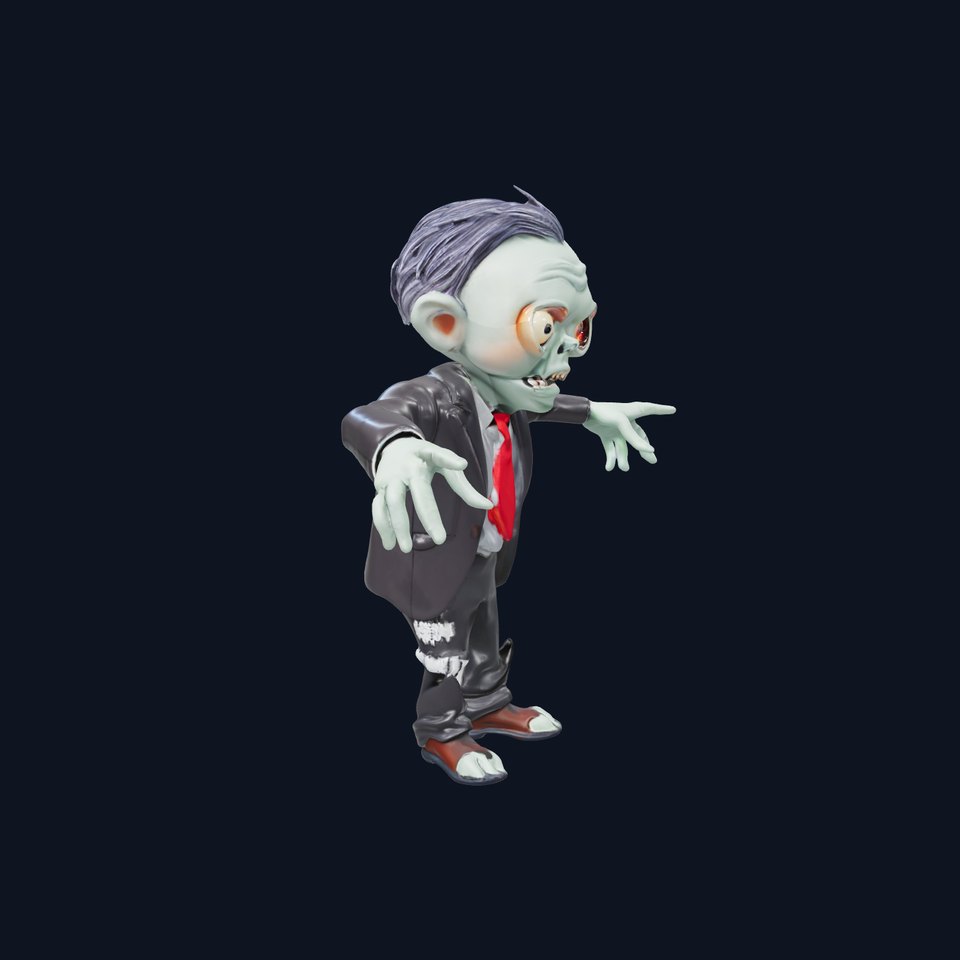 Zombie Businessman Rigged and Animated D Character Model