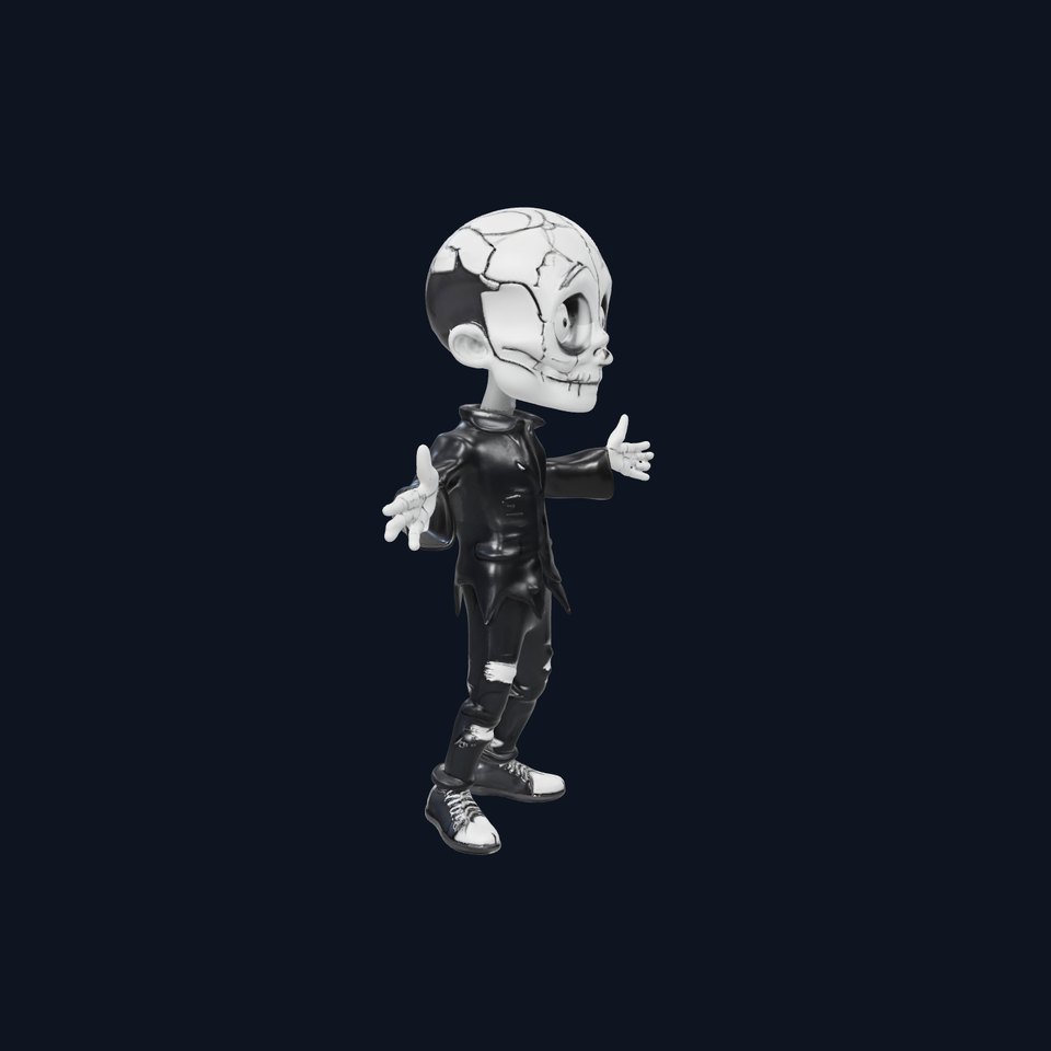 Animated Skeleton Boy Character Model Rigged and Animated