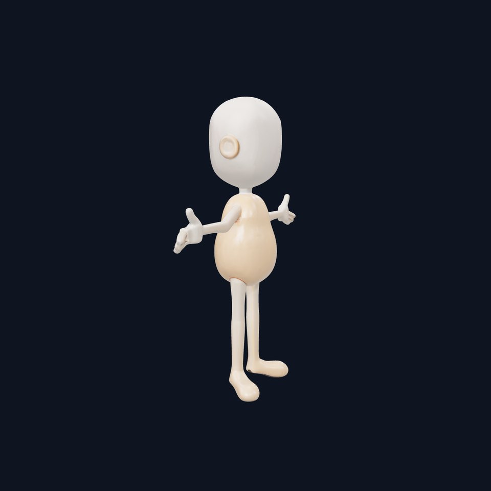 Minimalistic Character Model  Rigged and Animated
