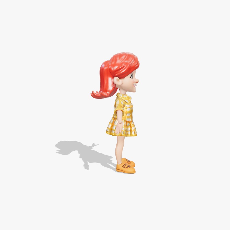 Cheerful Cartoon Girl Rigged and Animated D Character Model