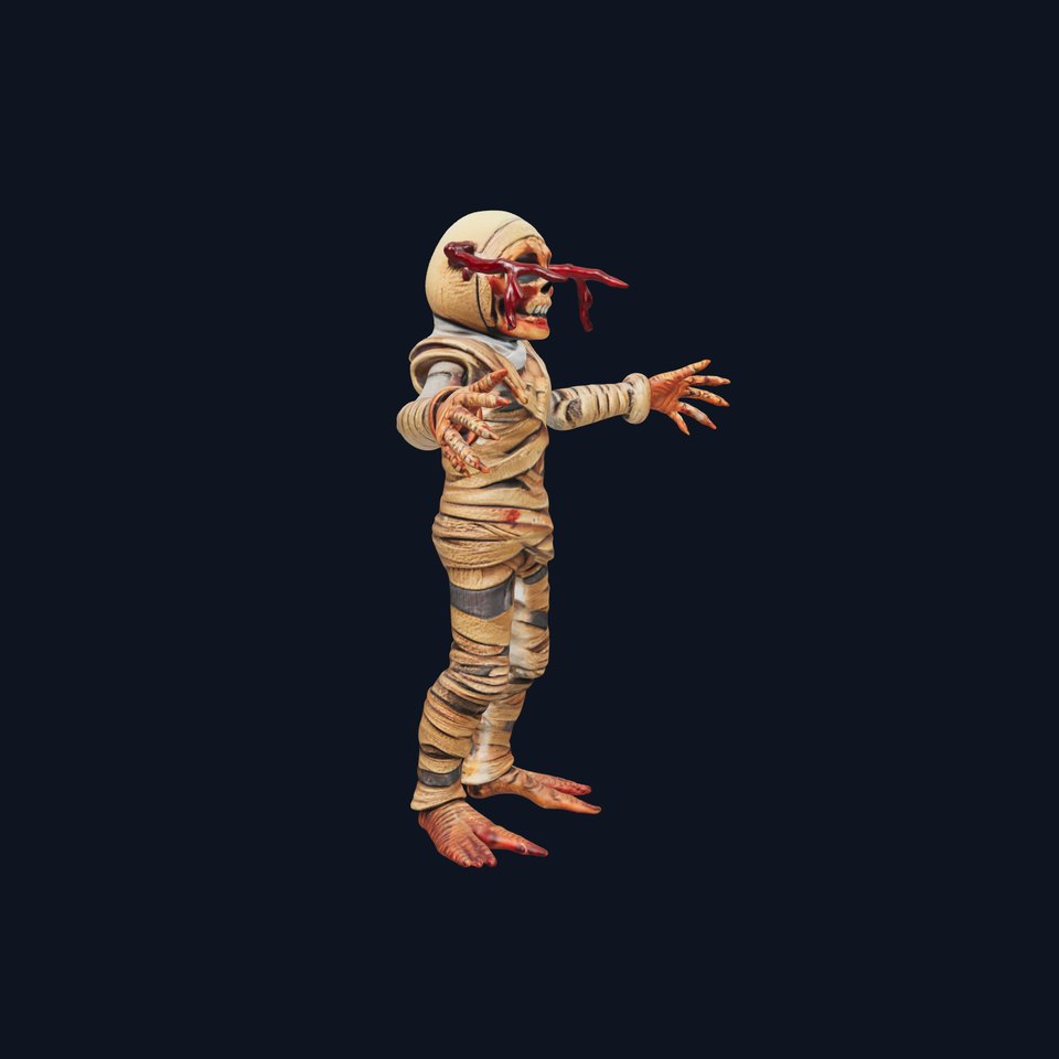 Mummy Skeleton Warrior Rigged and Animated Character Model