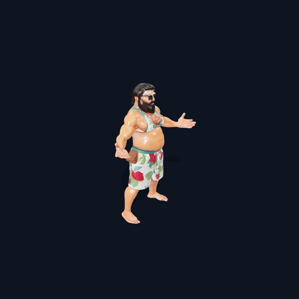 Beachwear Muscle Guy Character Model  Rigged and Animated