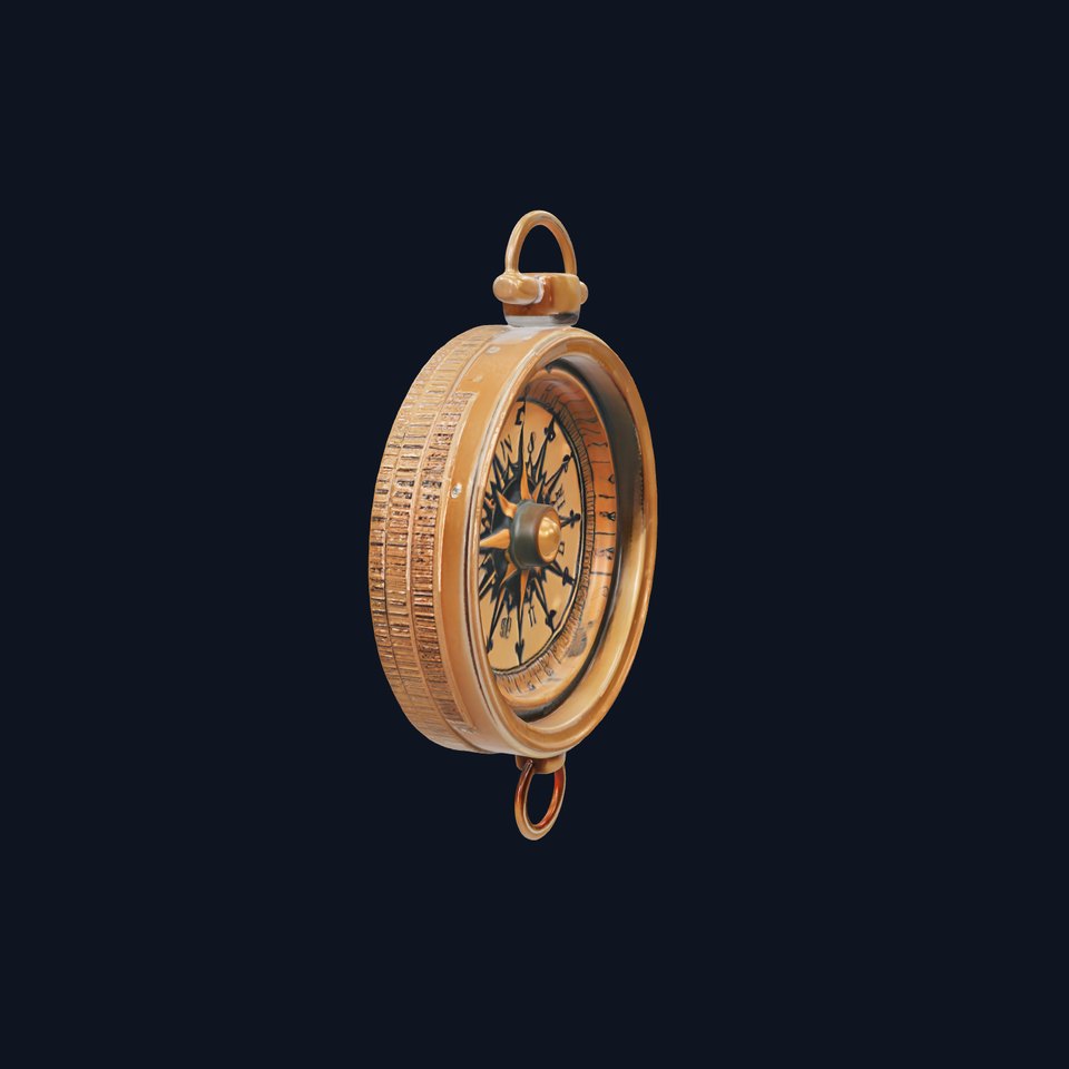 Antique Brass Compass Model Pack