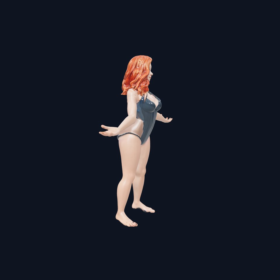 Redhead Female Swimsuit Model  Rigged and Animated