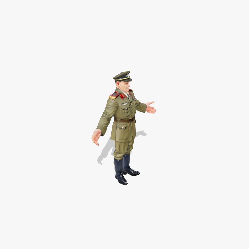 Military Officer Character Model  Rigged and Animated