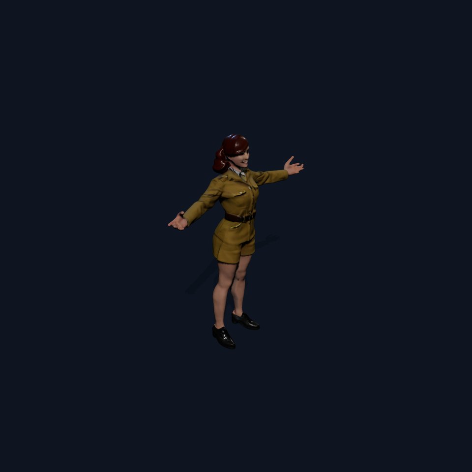 Animated D Female Soldier Model Rigged and Animated