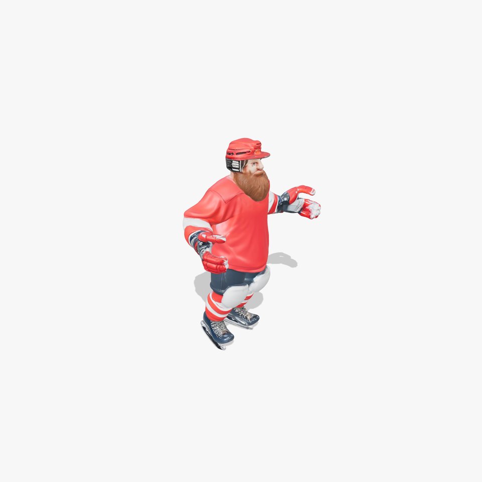 Bearded Hockey Player D Model  Rigged and Animated