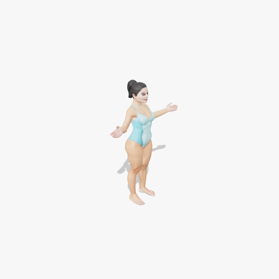 Dynamic Female Swimsuit Model  Rigged and Animated