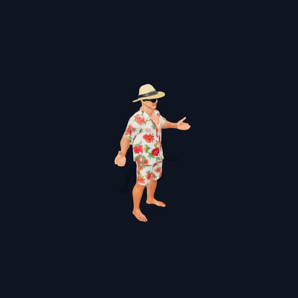Summer Tourist Character Rigged and Animated in Hawaiian Outfit viewer poster