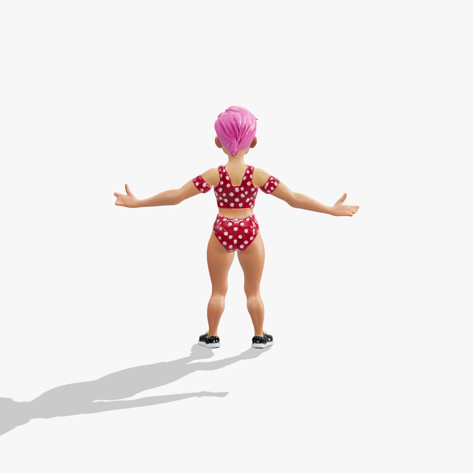 Polka Dot Swimsuit Girl  D Character Rigged and Animated