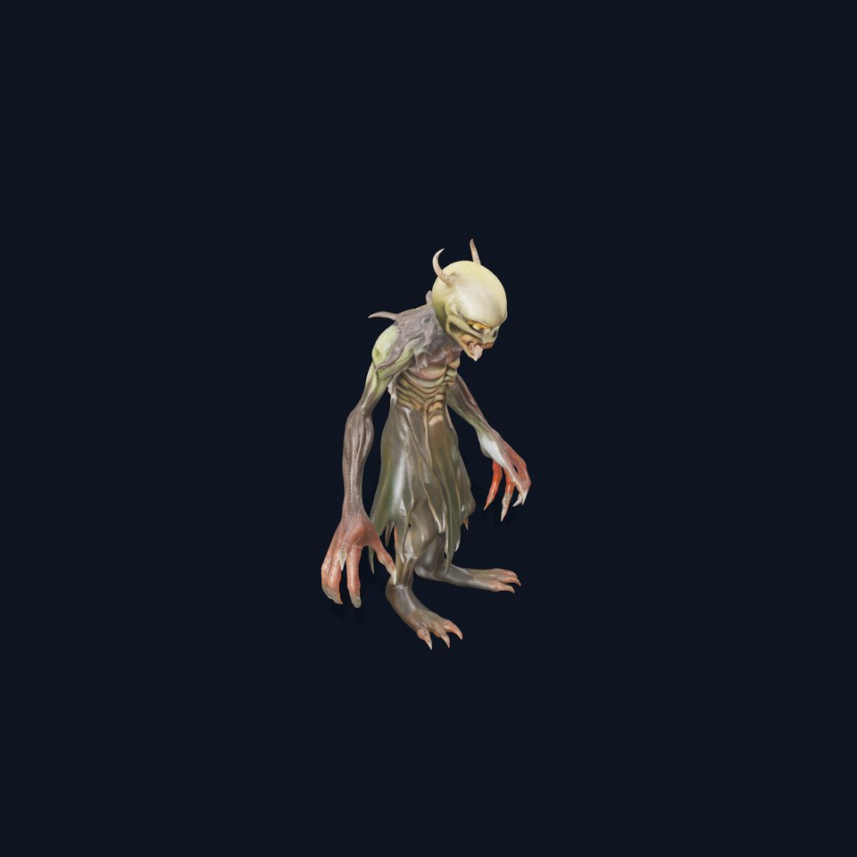 Demonic Creature Rigged and Animated D Model with Glowing Eyes