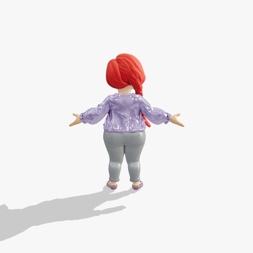 Rigged and Animated Redhead Cartoon Character in Casual Outfit viewer poster