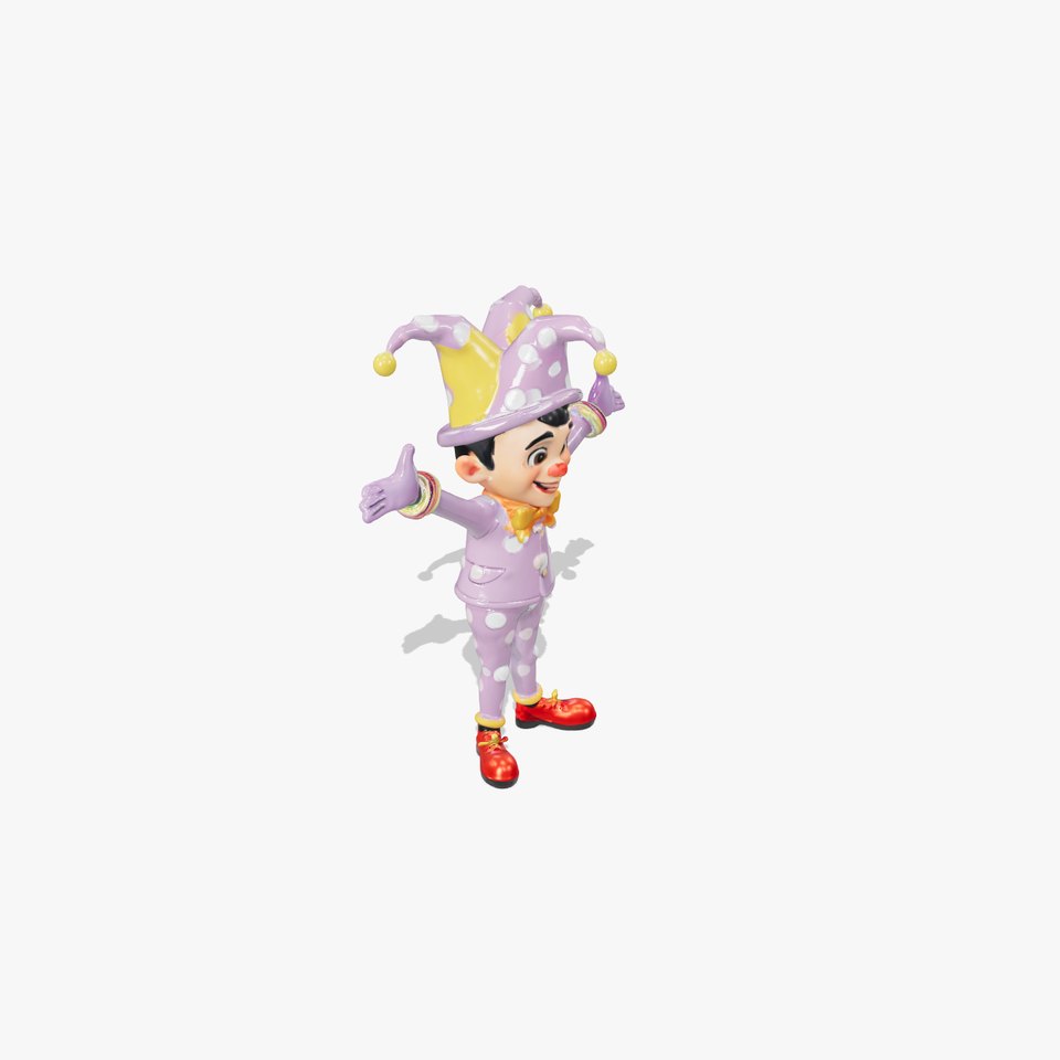 Polka Dot Jester D Model  Rigged and Animated