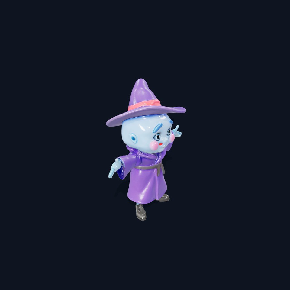 Friendly Blue Wizard Rigged and Animated D Character Model