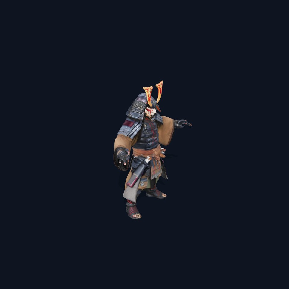 Samurai Warrior Rigged and Animated D Character Model viewer poster
