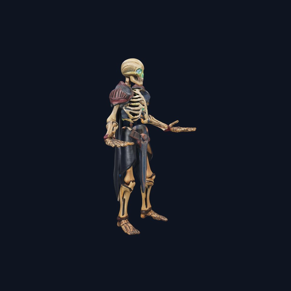 Skeleton Warrior Character Model  Rigged and Animated