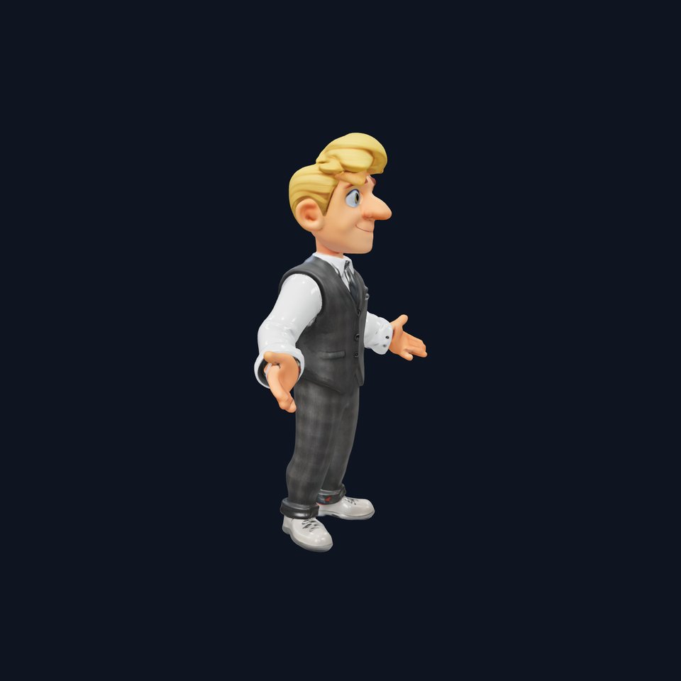 Stylish Animated Young Businessman in Suit  Rigged and Animated