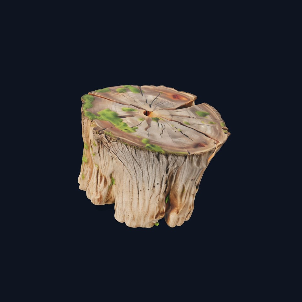 Wooden Tree Stump with Moss model pack
