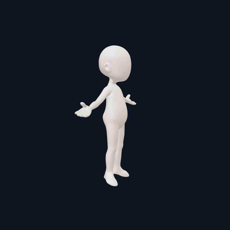 Stylized Cartoon Base Model Character  Rigged and Animated