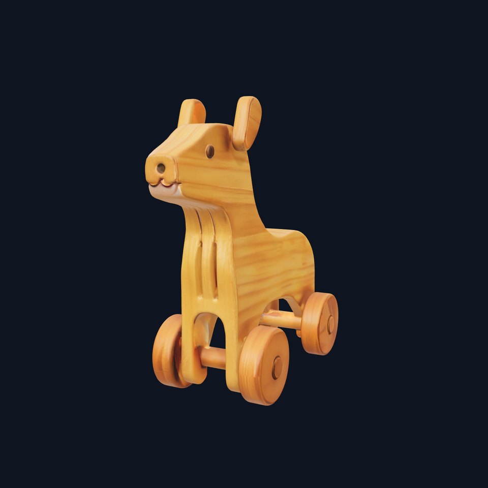 Wooden Toy Horse on Wheels D Model Pack viewer poster