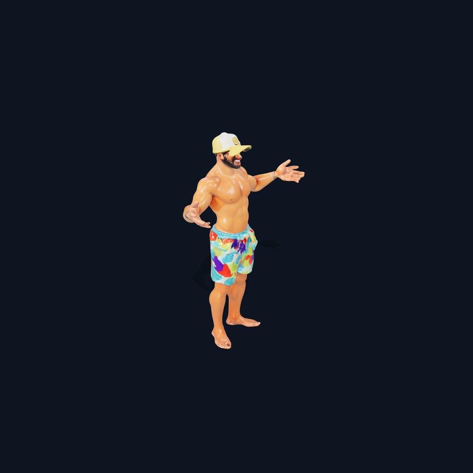 Beach Guy Rigged and Animated D Character Model viewer poster