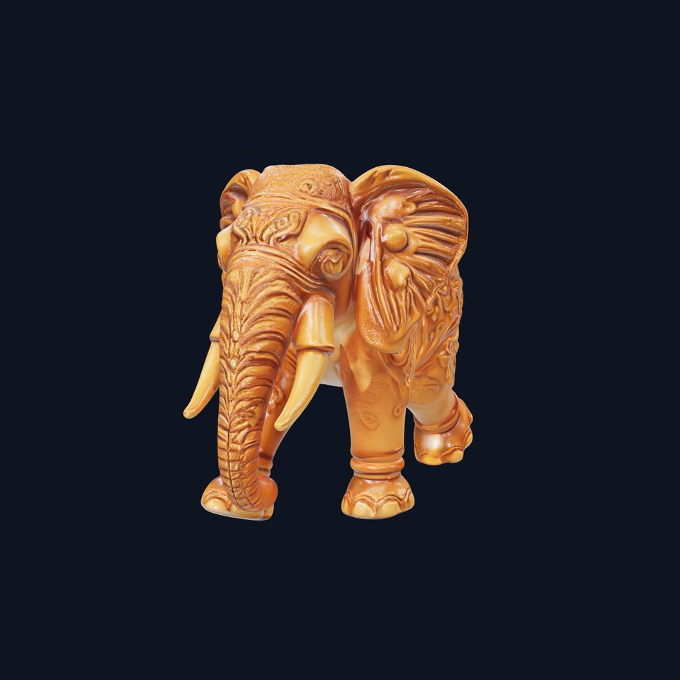 Elegant Ornate Elephant Statue Model Pack