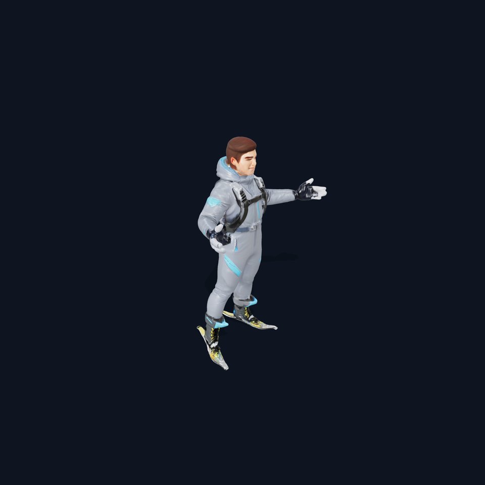 Skiing Adventurer Rigged and Animated D Character Model