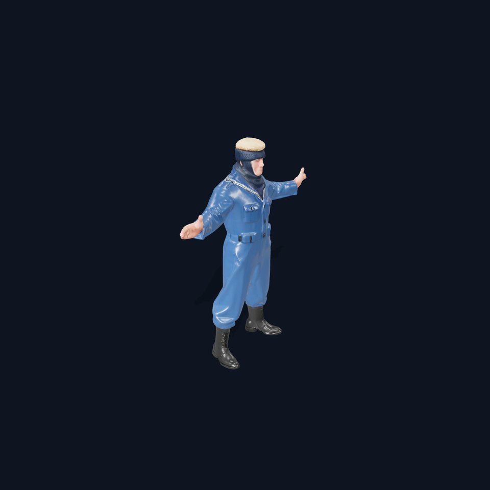 Blue Sailor Rigged and Animated Character Model for Games