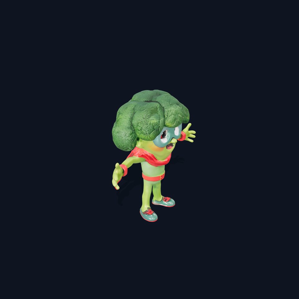 Broccoli Superhero Rigged and Animated D Character Model viewer poster