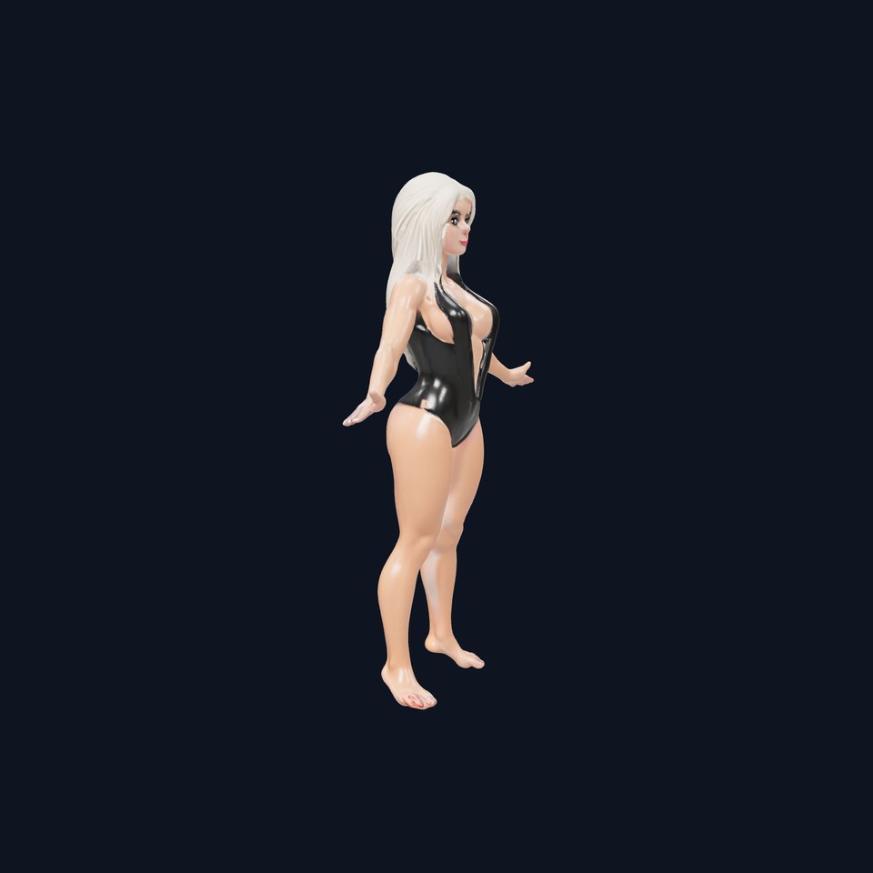 Sleek Swimsuit Character Model Rigged and Animated