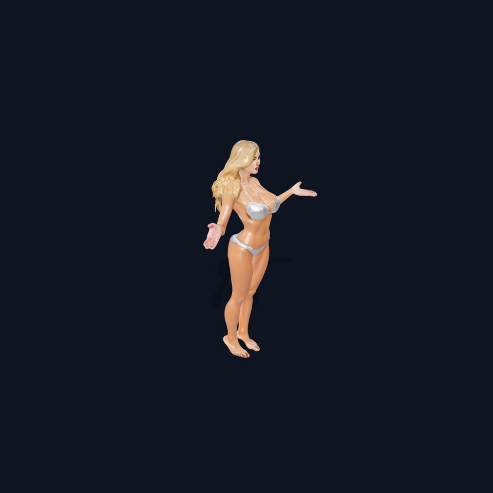Blonde Female Character Rigged and Animated D Model