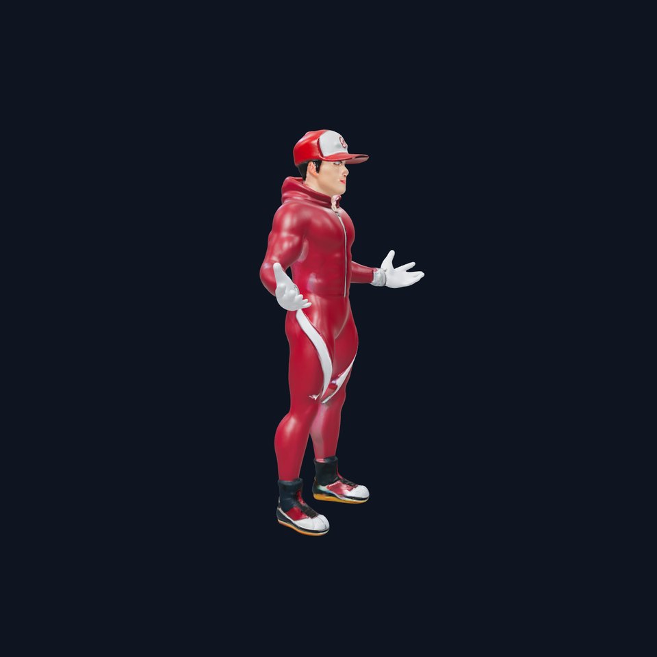 Sleek Athletic Male Character in Red Suit Rigged and Animated