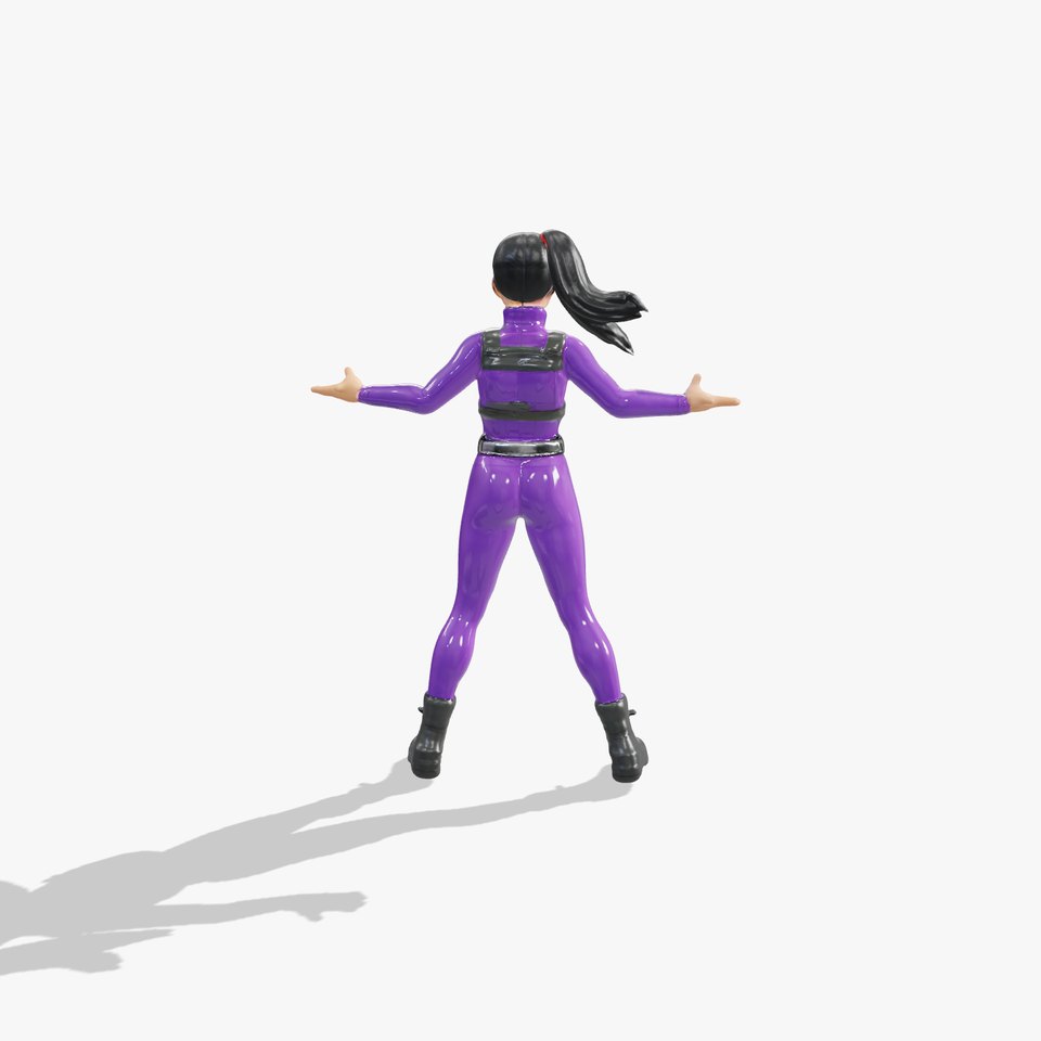 Female Character with Purple Bodysuit Rigged and Animated