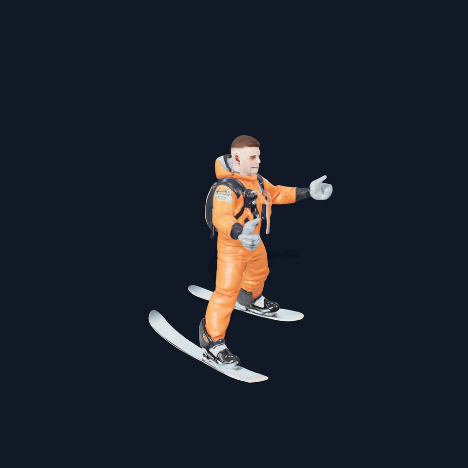 Dynamic Orange Snowboarder Character Rigged and Animated