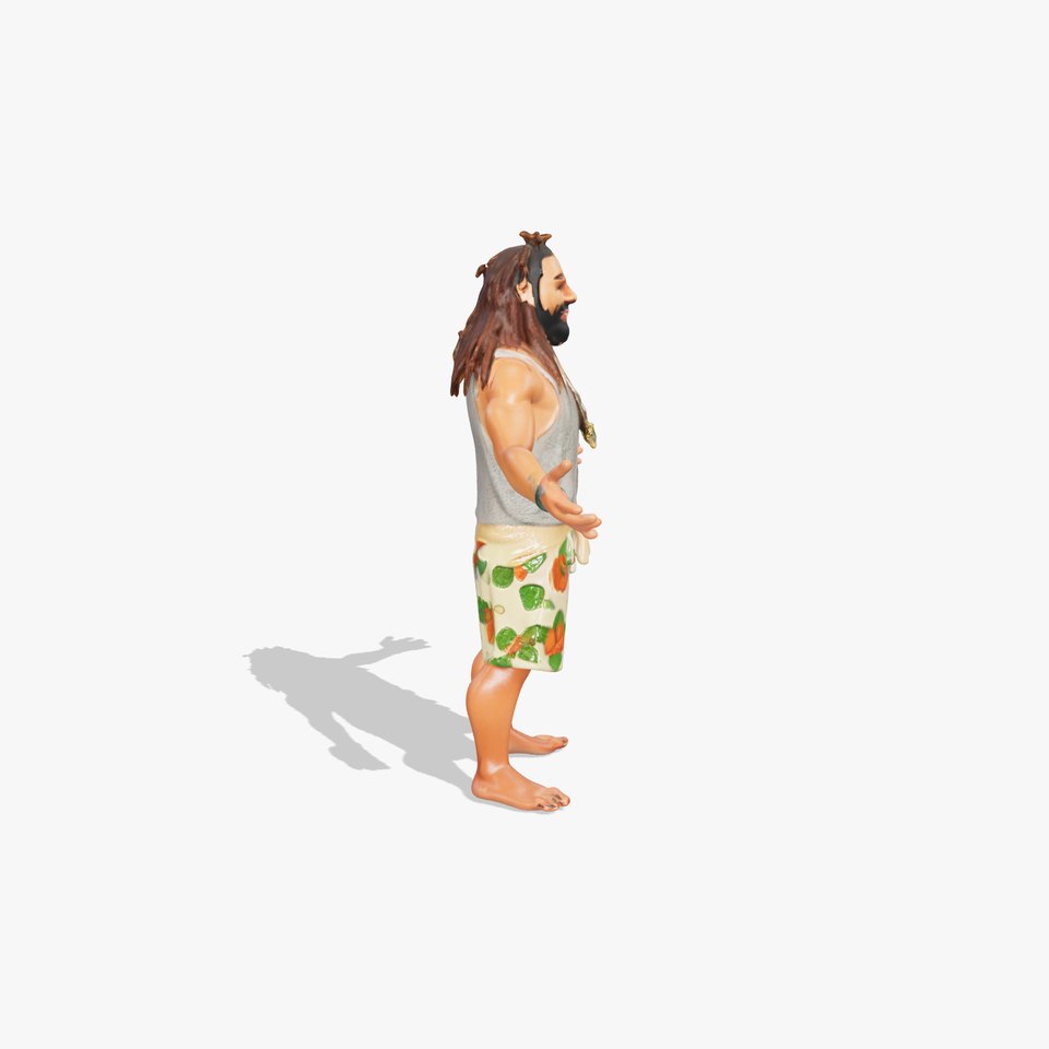Casual Beach Guy D Character Model  Rigged and Animated