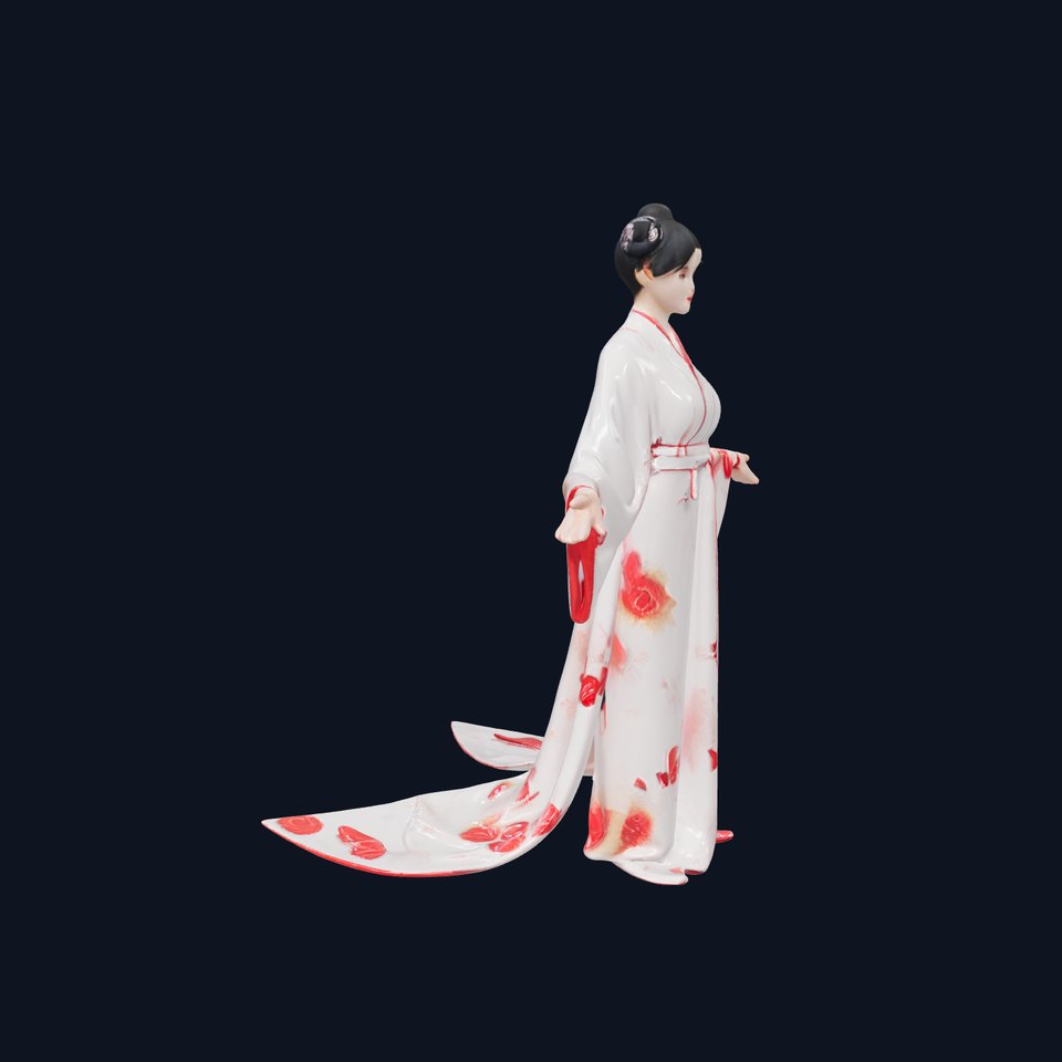 Elegant Geisha D Character Model  Rigged and Animated