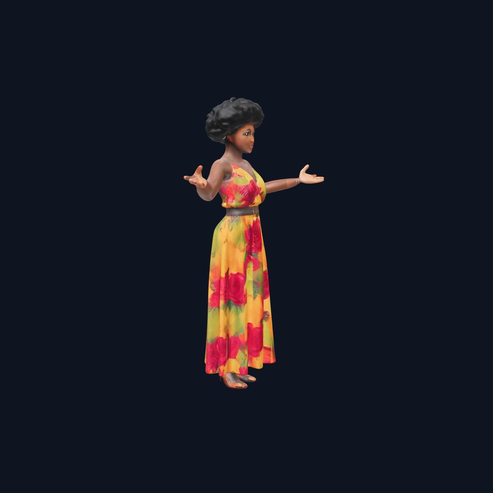 Floral Dress Character Rigged and Animated D Model
