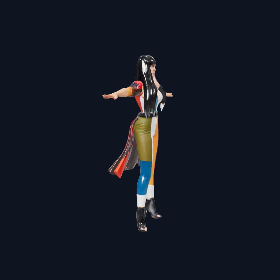 Colorful Fashion Character Model  Rigged and Animated