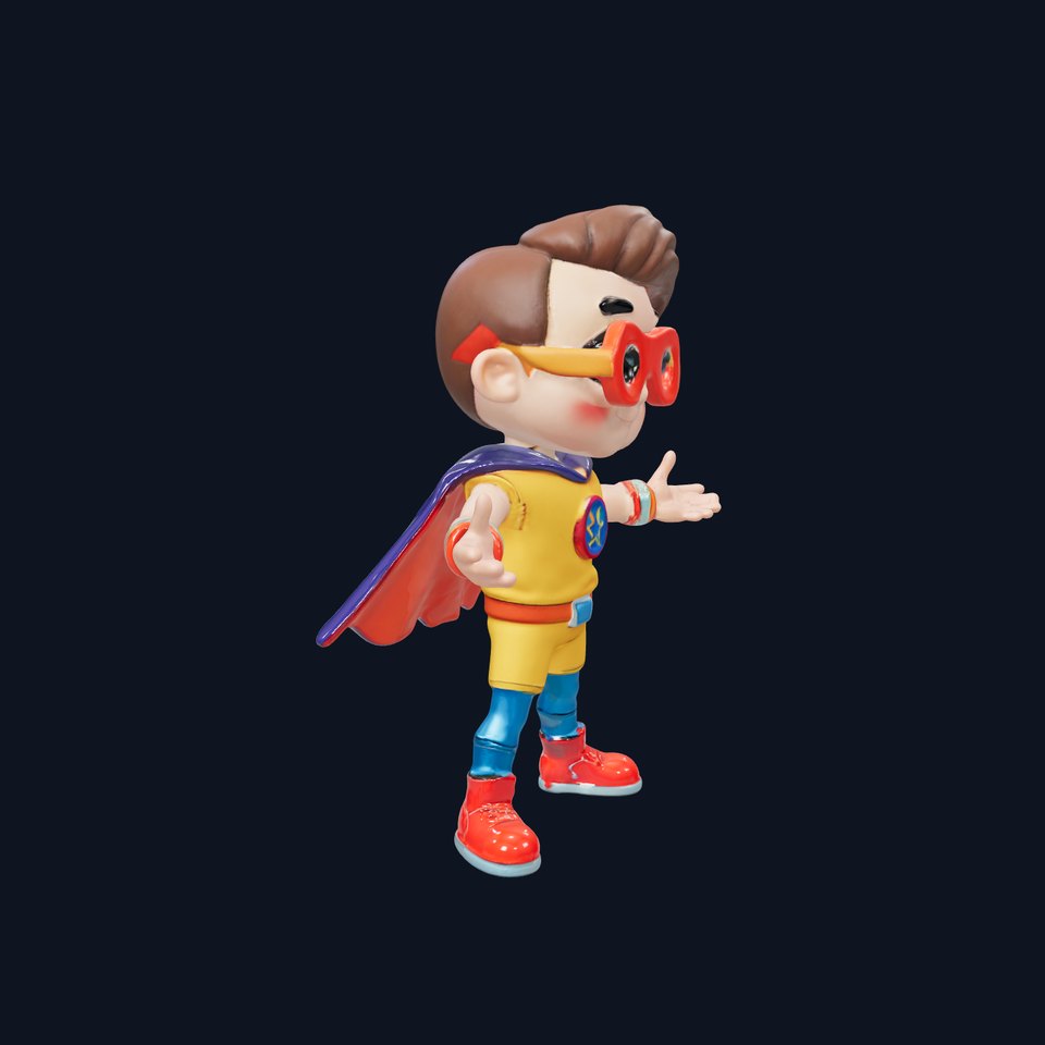 Super Kid Hero Rigged and Animated D Character Model viewer poster