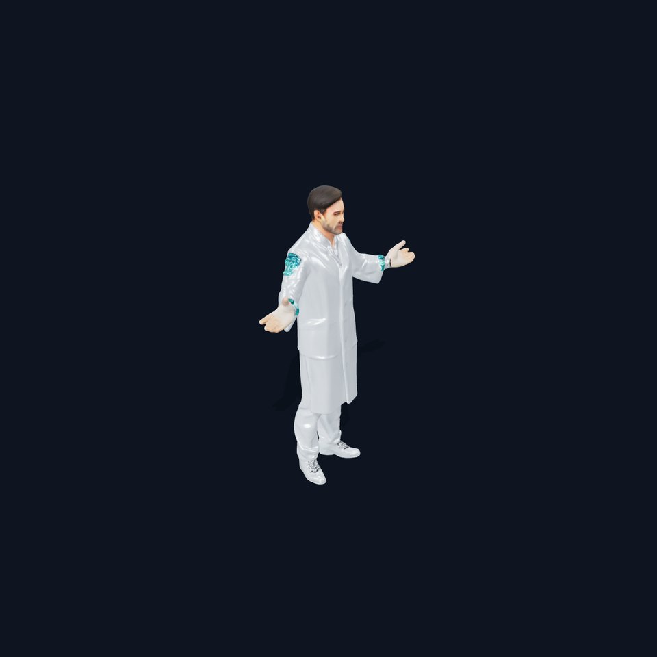 Scientist Rigged and Animated D Character Model in Lab Coat