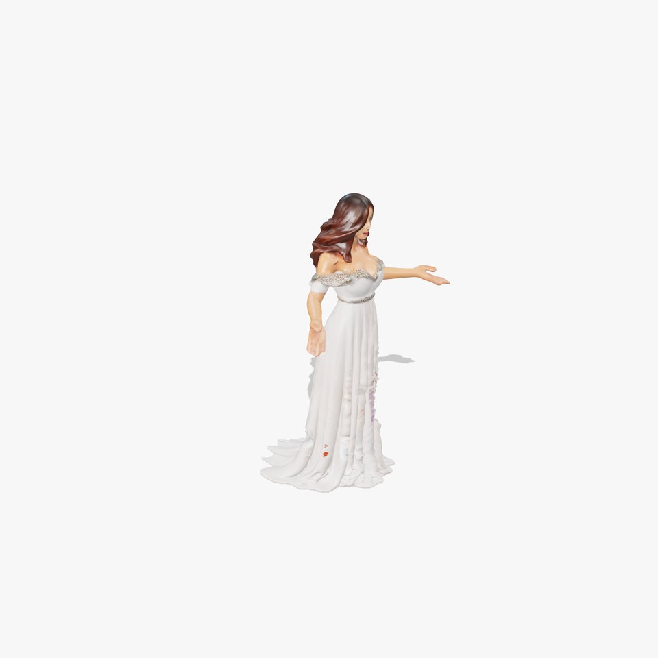 Ethereal Angelic Woman in White Gown Rigged and Animated