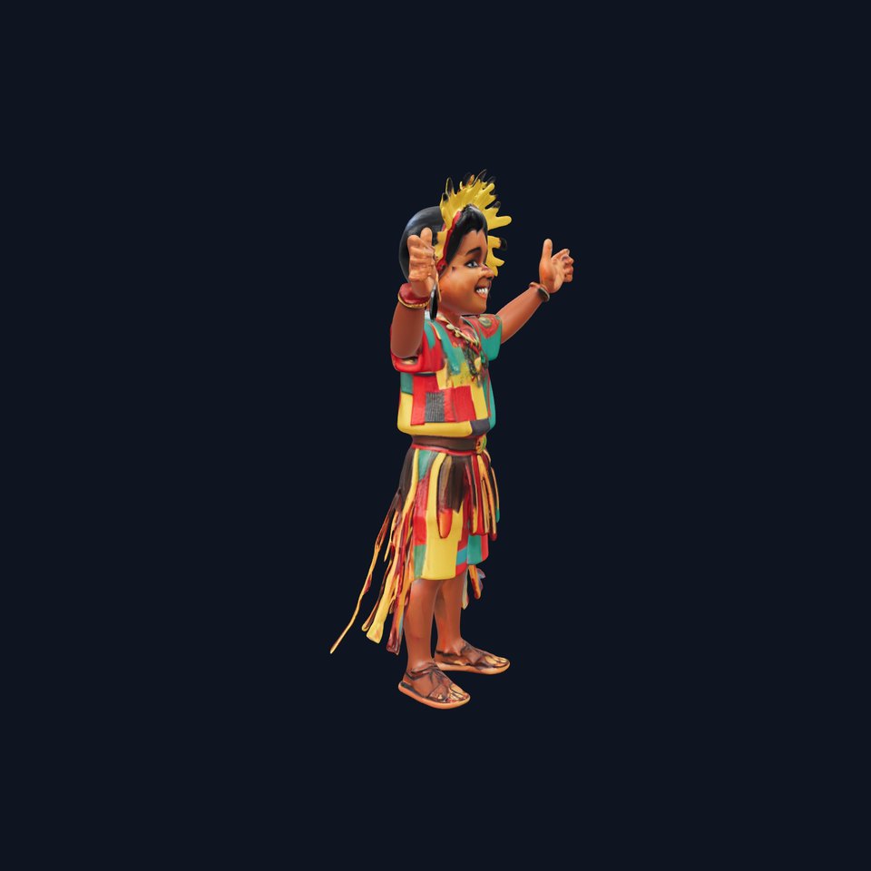 Colorful Tribal Child Character Rigged and Animated Model